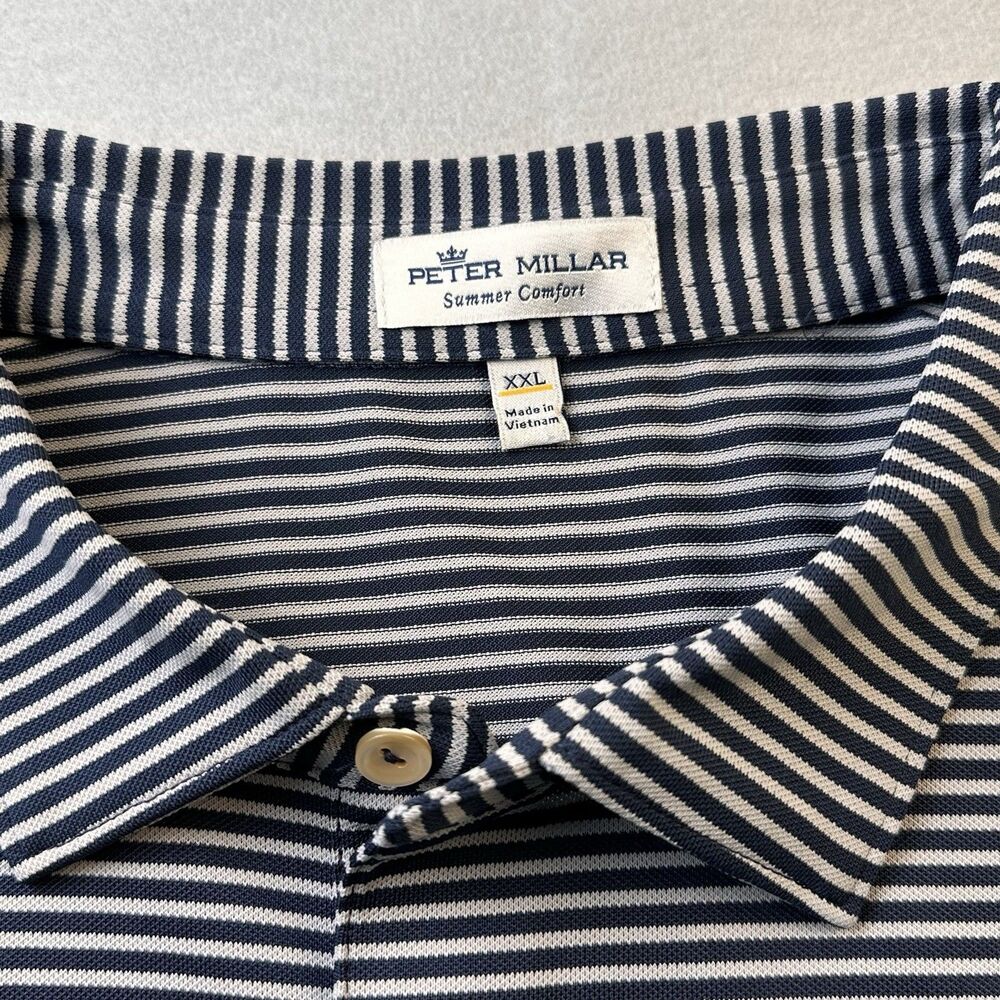 Peter Millar Summer Comfort Striped Knit Golf Polo Shirt Size XXL